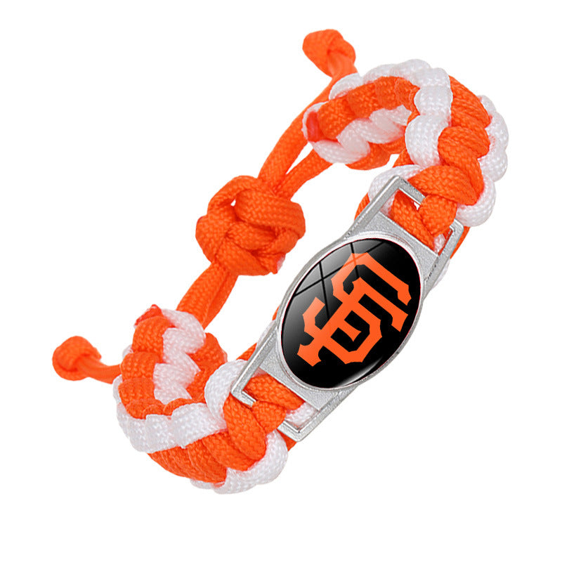 MLB baseball team parachute rope bracelet, hand-woven with the team logo, fan wristband
