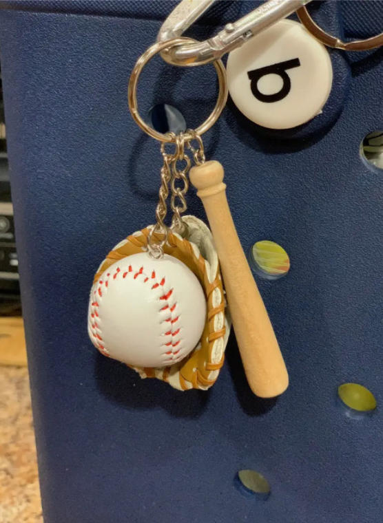 Mini hit-making baseball keychain, bag hanging ornament, softball glove, softball baseball hanging ornament