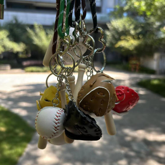 Mini hit-making baseball keychain, bag hanging ornament, softball glove, softball baseball hanging ornament