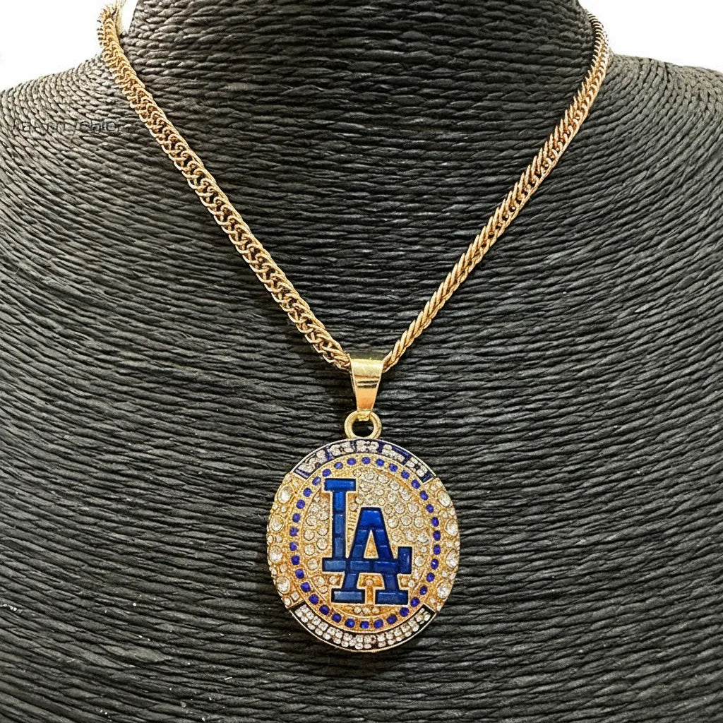 MLB Dodgers Diamond-studded baseball league necklace pendant,Dodge Championship Necklace Pendant
